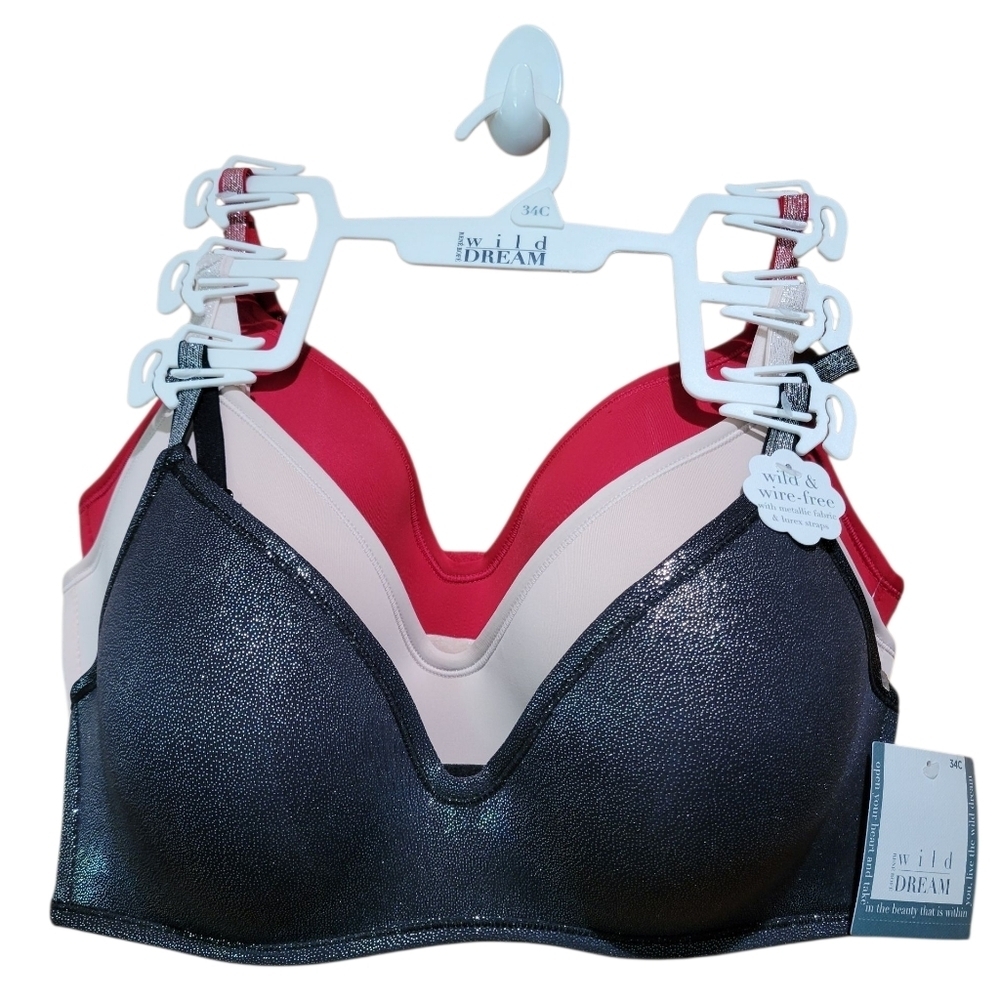 Wild Dream Wire-Free Bra Set - Black, Red, Cream